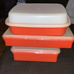 Six piece burnt orange Tupperware lot